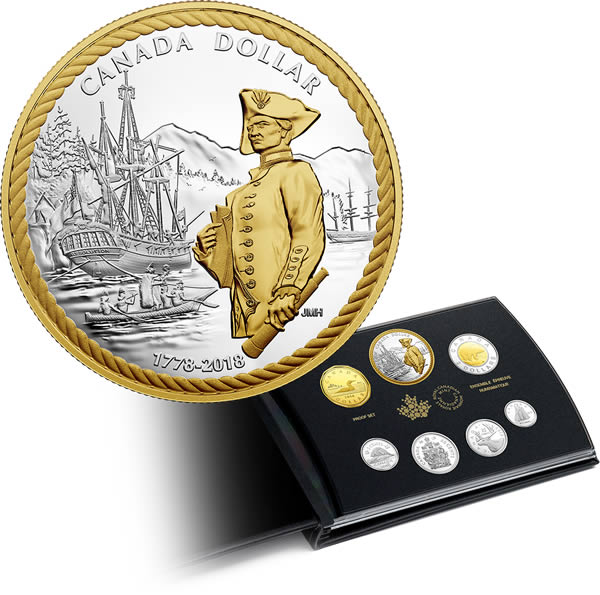 RCM-New-Release:--2018-Pure-Silver-Proof-Set---240th-Anniversary-Of-Captain-Cook-At-Nootka-Sound